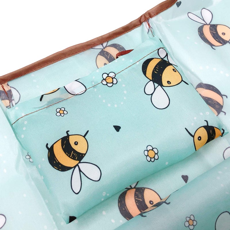 allydrew Large Foldable Tote Nylon Reusable Grocery Bag, Bumble Bees - Image 3